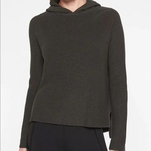 Athleta Rest Day Hoodie Sweater Gray Silk Knit Sweatshirt Small S